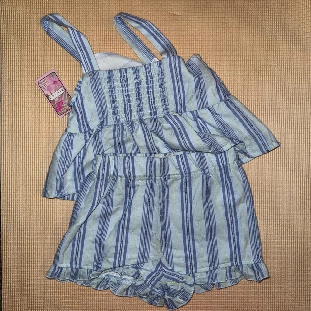 btween blue stripes set tank and shorts size 5 new with tag